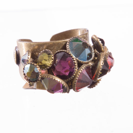 Konplott, Waterfalls Cluster Ring With Moving Crystals, Dark Multi/Gold