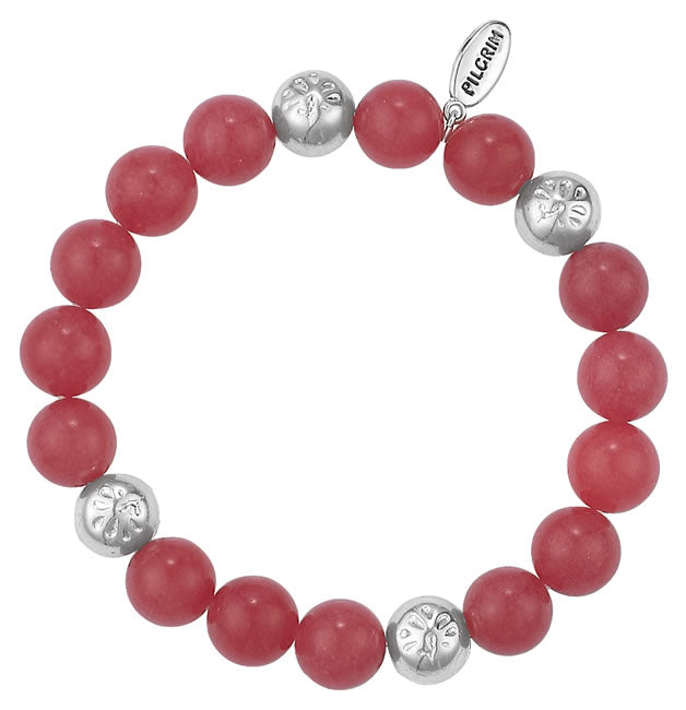 Pilgrim Botanical Bracelet Coral/Silver.