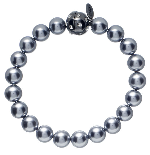 Pilgrim Classic 650 Glass Pearl Bracelet, Grey/Black