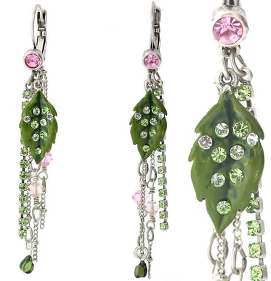 A&C Rosebud 70mm Drop Leaf earrings