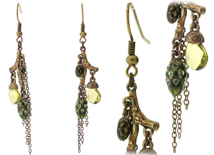 A&C Forest Branch earrings, Green/Gold