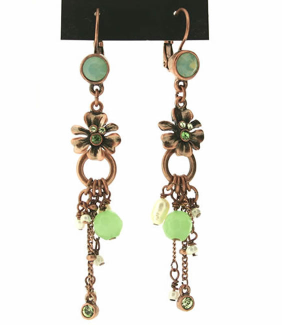 A&C Buttercup Lovely, Long Drop Earrings, Mint/Copper