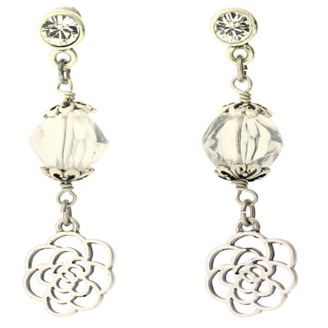 A&C Globe Trotter Stud Drop earrings, White/Silver