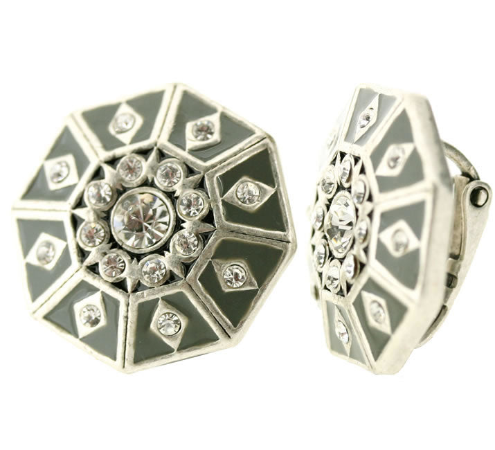 A&C Kaleidoscope Clip-On Earrings, Silver