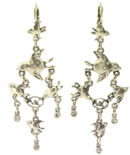 A&C Bird Escape In Flight French Hook Earrings, Silver