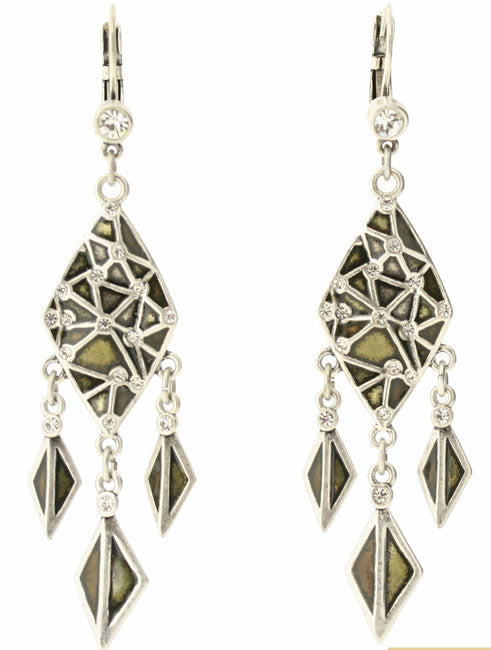 A&C Facettes Gorgeous, Long Drop Earrings, Brown/Silver