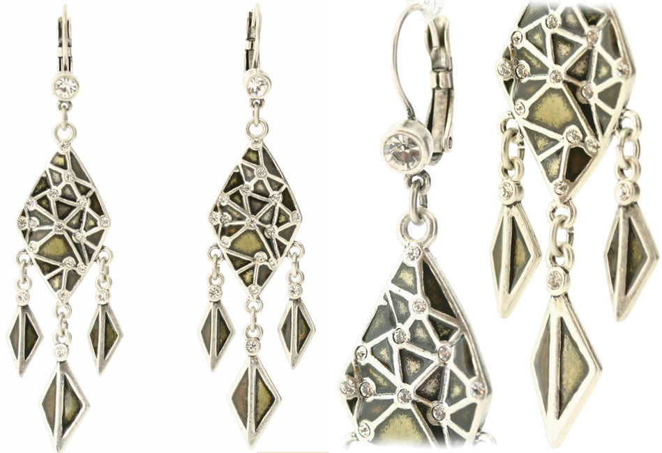 A&C Facettes Gorgeous, Long Drop Earrings, Brown/Silver