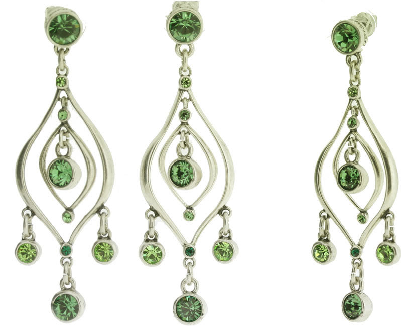 A&C Onion Long Earrings, Green/Silver