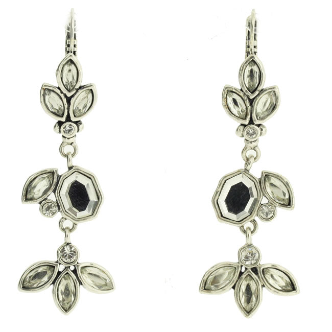 A&C Cinderella Long Earrings, Crystal/Silver