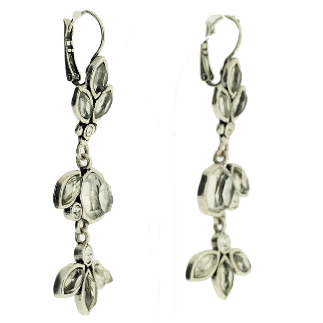 A&C Cinderella Long Earrings, Crystal/Silver