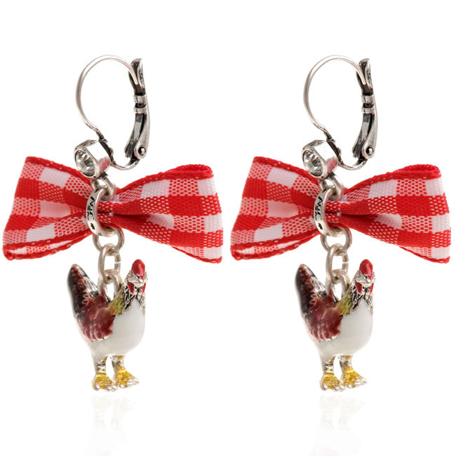 A&C Farm Life, Adorable Bow And Hen Earrings