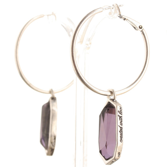 A&C, Essential Creole Earrings, Purple/Silver