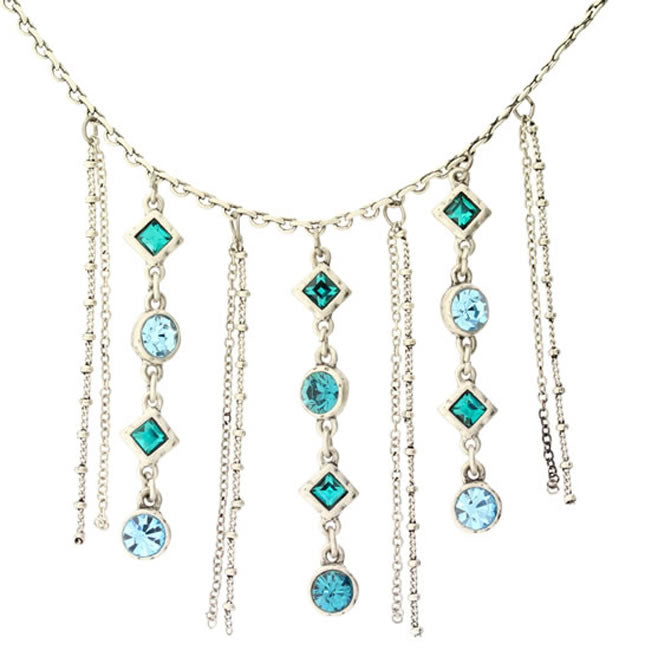 A&C Classic Square Beautiful Drop Necklace, Turquoise/Silver