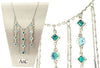 A&C Classic Square Beautiful Drop Necklace, Turquoise/Silver