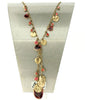 A&C Shabby Metal Drop Necklace, Burgundy/Gold