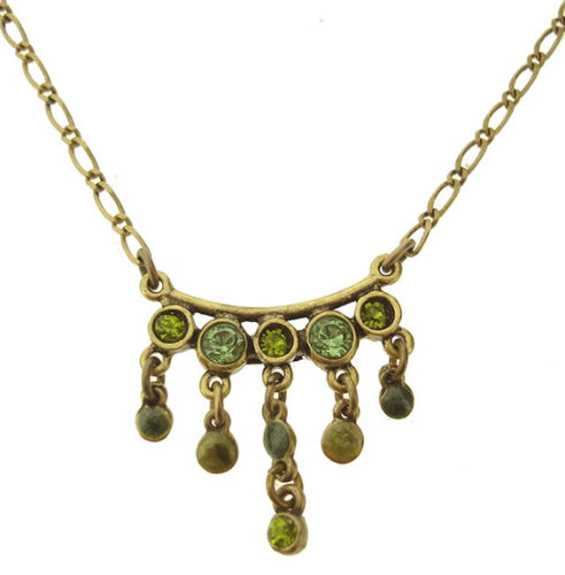 A&C Antique Discs Necklace, Green/Gold