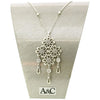 A&C Cotton Lace Long Necklace, Grey/Silver