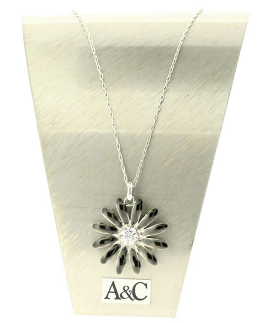 A&C Daisy Stunning Flower Pendant, Black/Silver