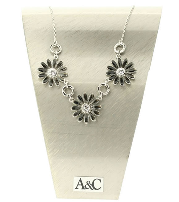 A&C Daisy Lovely Necklace, Black/Silver