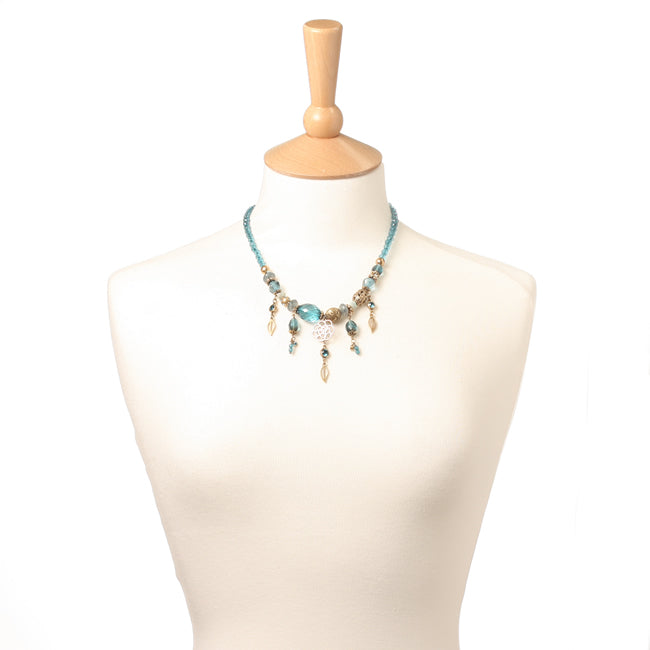 A&C Globe Trotter Most Elaborate Necklace, Turquoise/Gold