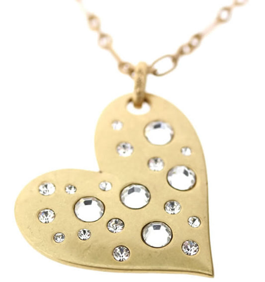 A&C Love Story Long Heart Pendant Necklace, Gold