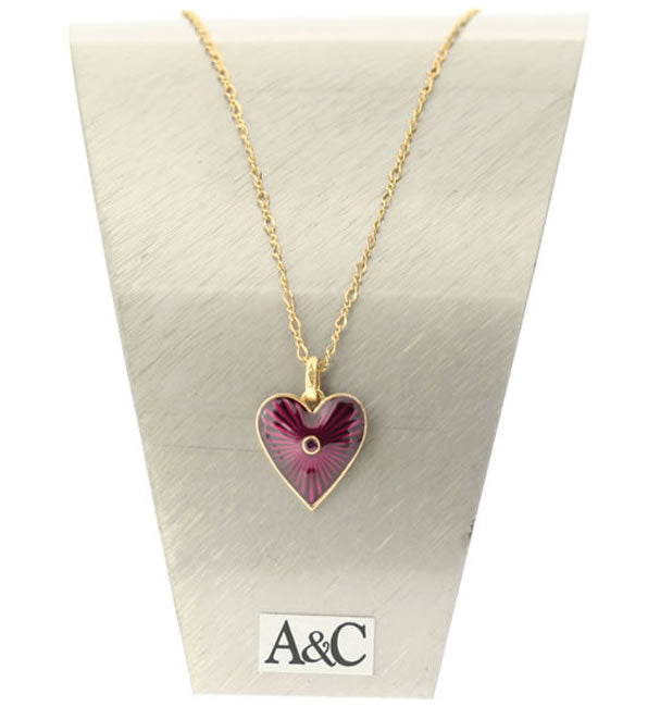 A&C Sweethearts Lovely Heart Pendant, Purple/Gold