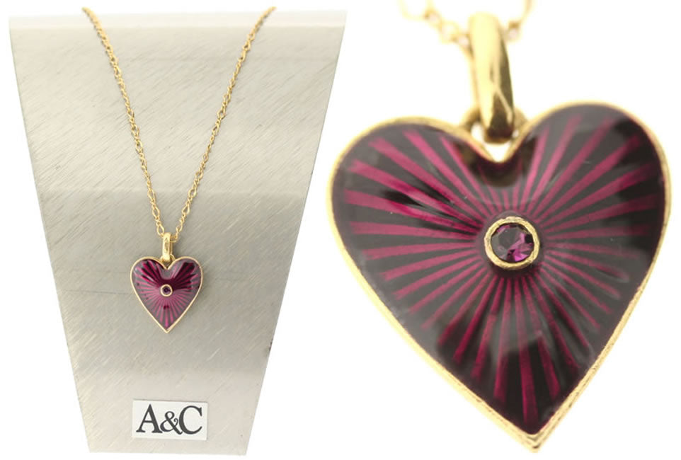 A&C Sweethearts Lovely Heart Pendant, Purple/Gold