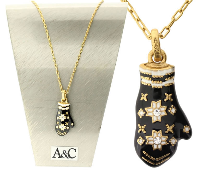 A&C Ice Princess Mitten Pendant, Black/Gold