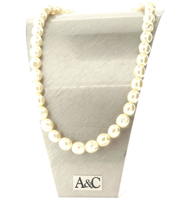 A&C Basically Glass Faceted Bead Choker, Cream/Silver