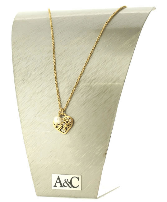 A&C Bird Escape Pretty, Small Heart Pendant, Gold