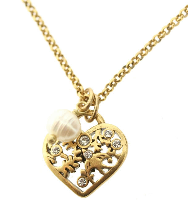 A&C Bird Escape Pretty, Small Heart Pendant, Gold