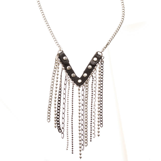 A&C Metallic Fringe, Necklace, Black/Silver