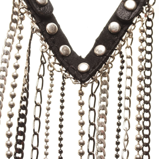 A&C Metallic Fringe, Necklace, Black/Silver