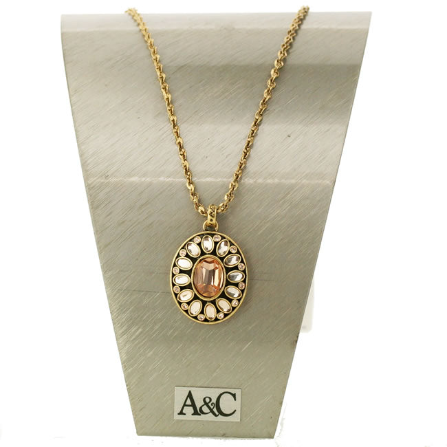 A&C Boudoir Fab Pendant Necklace, Peach/Gold