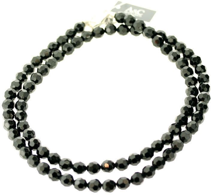 A&C Basically Glass Faceted Beaded Necklace, Black/Silver