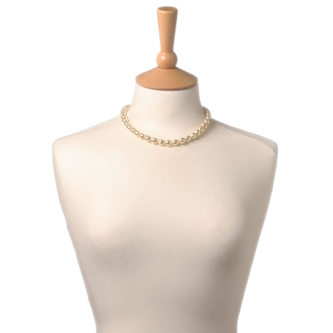 A&C Basically Glass Faceted Bead Choker, Cream/Silver