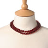 A&C Basically Glass Faceted Beaded Necklace, Dark Red/Silver