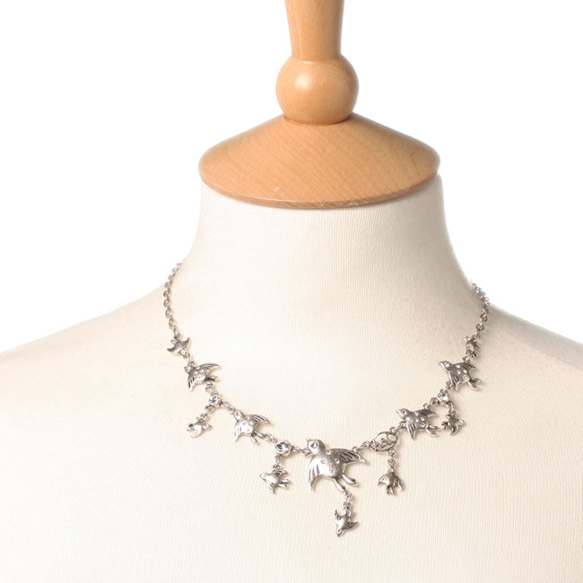 A&C Bird Escape All-Around Bird Necklace, Silver