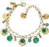 A&C Shabby Metal Lovely Twin Chain Bracelet, Teal/Gold
