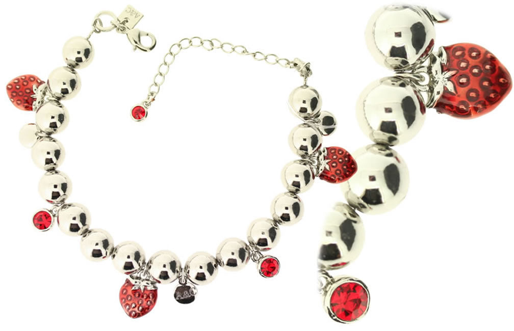 A&C Strawberry Gorgeous Strawberry Bracelet, Red/Silver