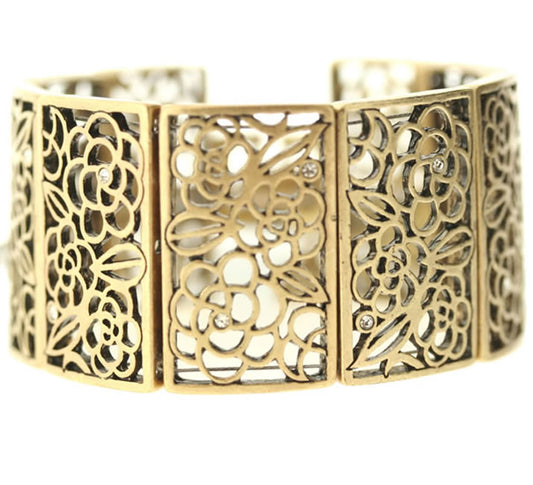 A&C Spanish Rose Beautiful Filigree Bracelet, Crystal/Gold