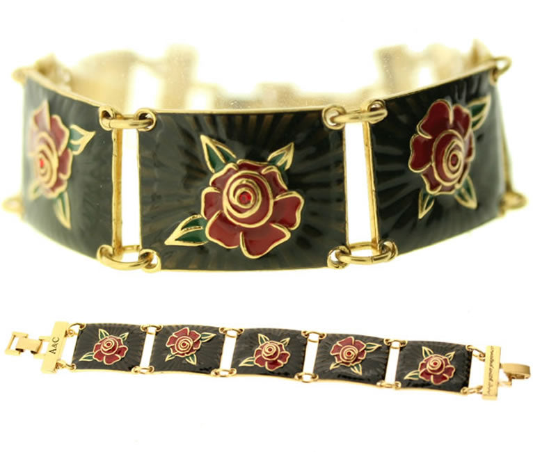 A&C Sweethearts Beautiful Enamel Bracelet, Black/Gold