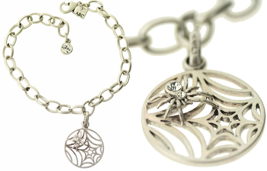 A&C Spiders Web Intriguing Chrarm Bracelet, Silver