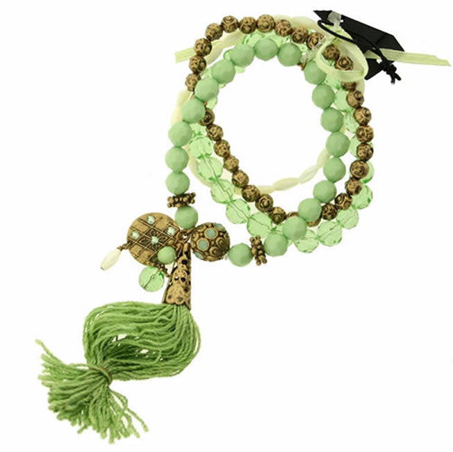 A&C Ethnicdream Quad Elasticated Bracelet, Green/Gold