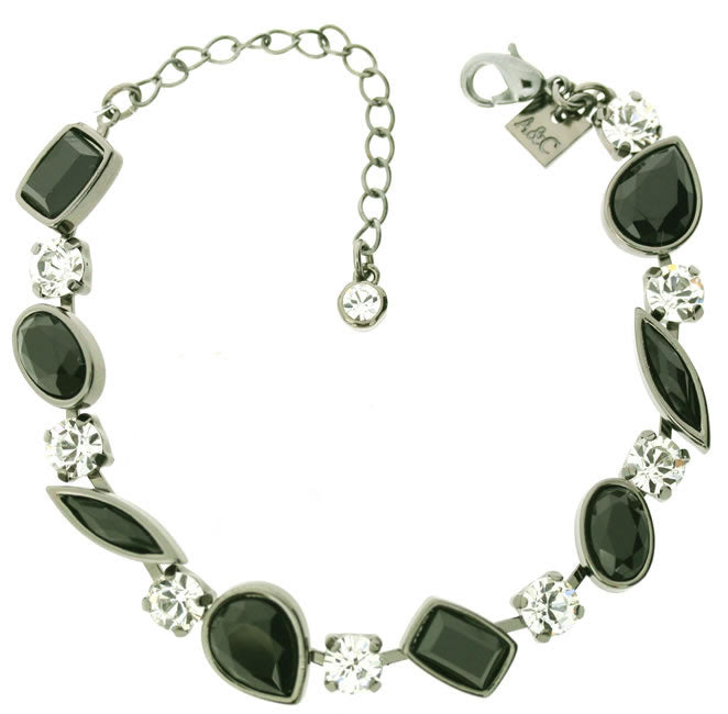 A&C Stripy Stones Sparkling Bracelet, Black/Dark