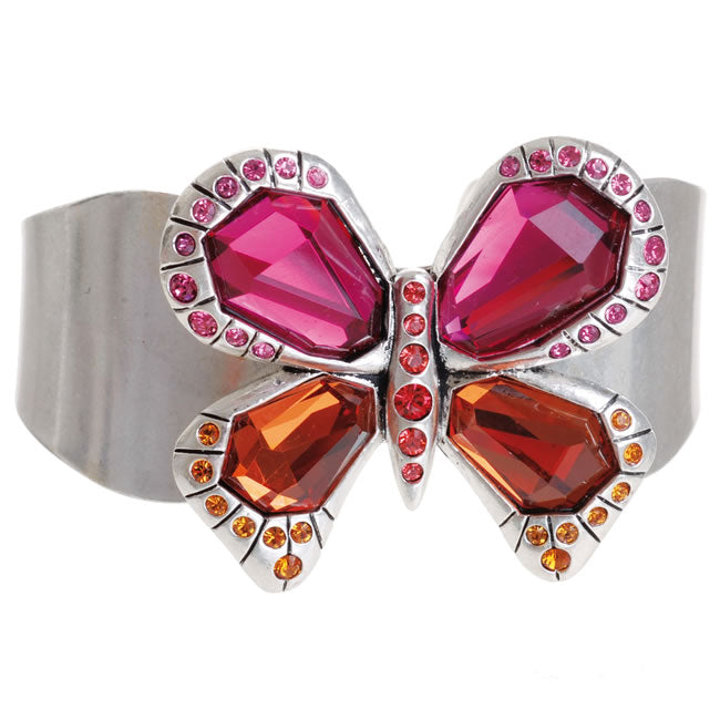 A&C Tropical Butterfly, Bangle, Fushia/Orange/Silver