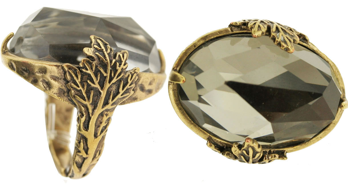 A&C Maple Leaf, Stunning  Ring, Crystal/Gold