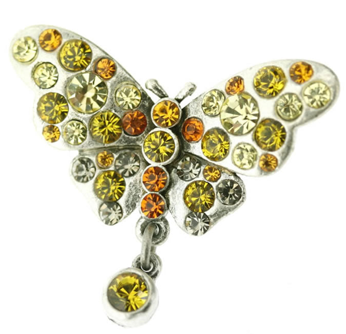 A&C Classic Beauty Butterfly Brooch, Orange/Silver