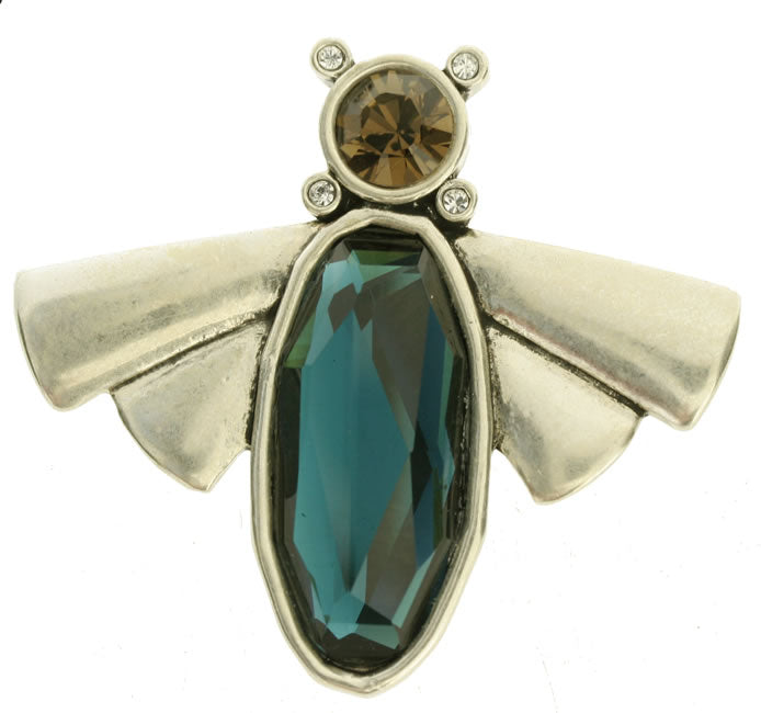 A&C Lucky Bug Brooch, Blue/Silver