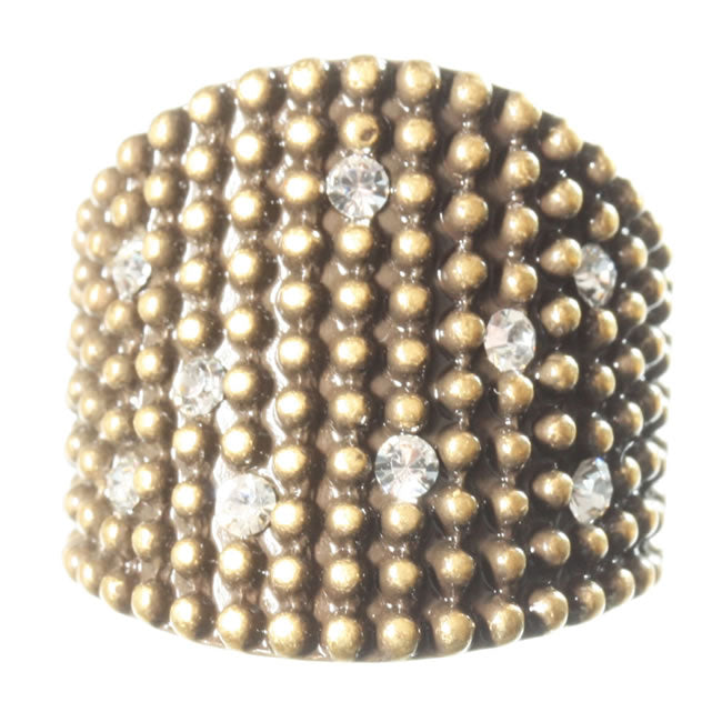 A&C Diamond Ball Spectacular Flat Ring, Crystal/Gold